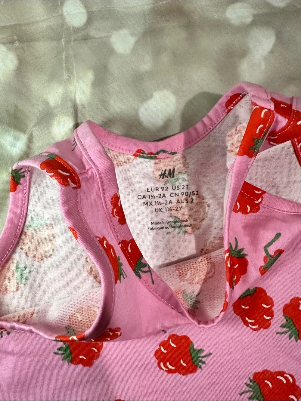 H&M Pink Tank Dress with Red Strawberry Print
